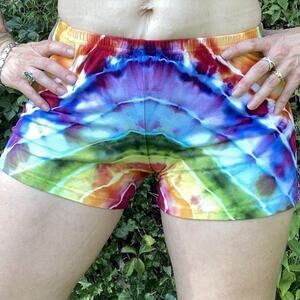 Ice Dyed Bootie Shorts - Rainbow Shortie - Tie Dye Summer (Women's Medium)